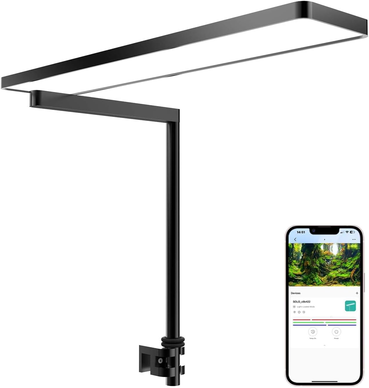 picture of LED light panel and mobile device with control app